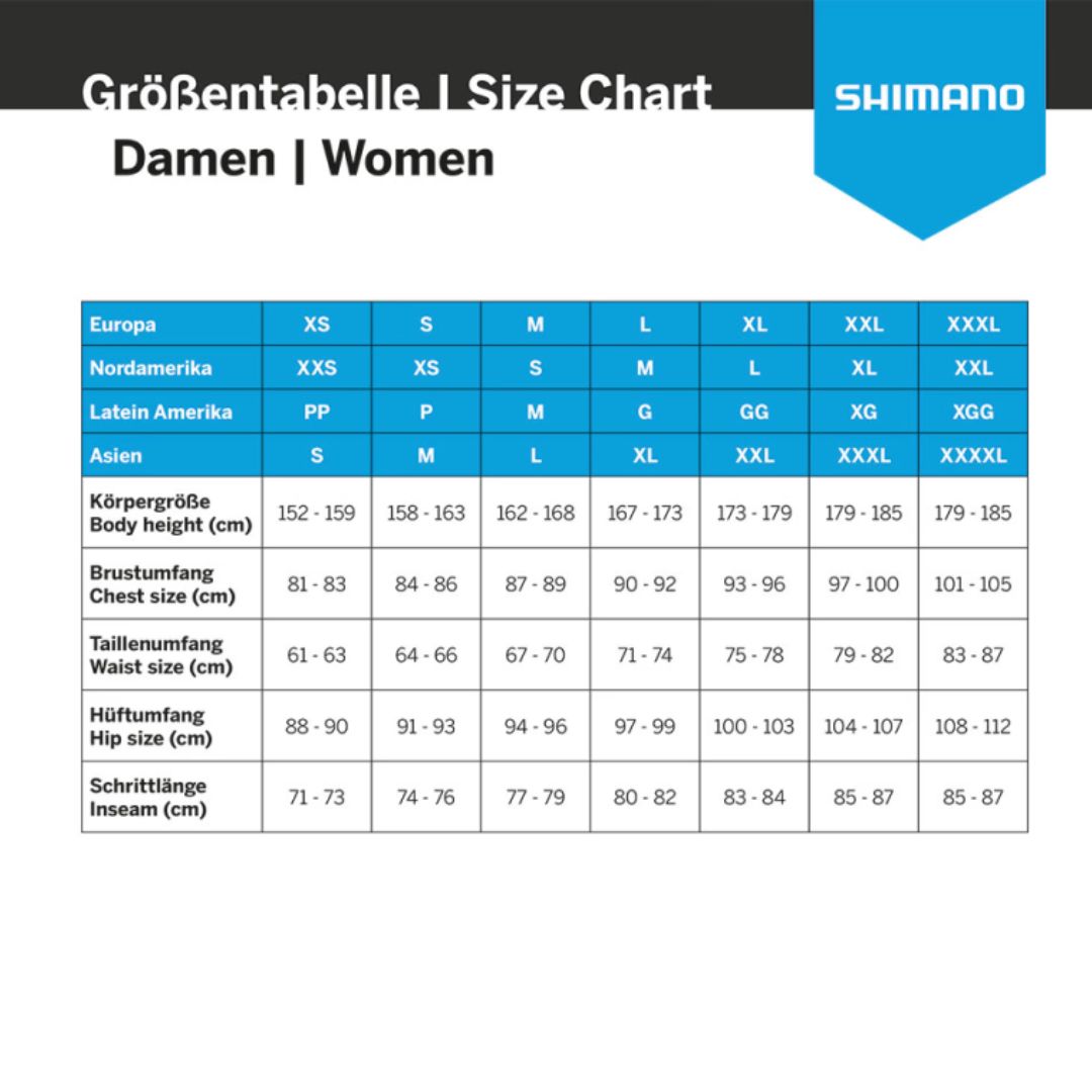 Shimano Damen-Radhose mit Trägern und Sitzpolsterung