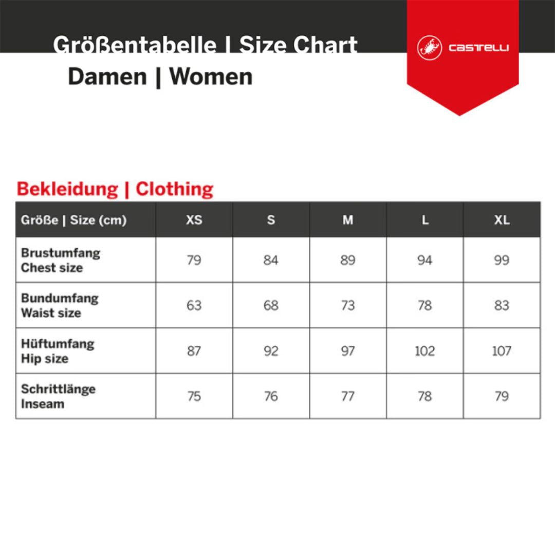 Castelli Entrata – Damen-Radhose mit Sitzpolsterung (Bib Tights)