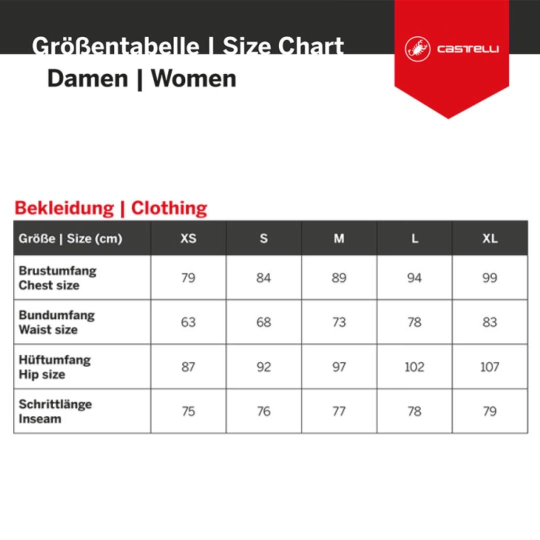 Castelli Damen-Trägerhose mit Sitzpolster, Modell Espresso DT.